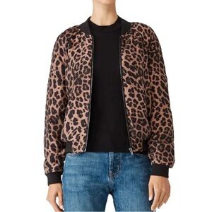 Joie ‘Julita’ Silk Bomber Jacket in Leopard Print